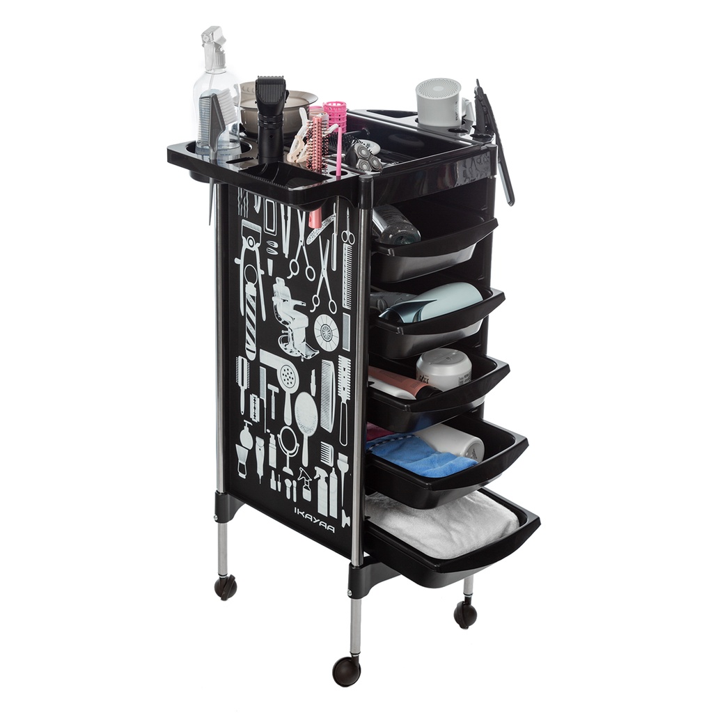 Salon Trolley Rolling Cart Hairdressing Tray With 5 Drawers Barber