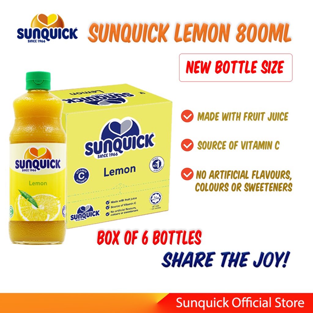 Sunquick Lemon Juice Concentrate 800ml Box Of 6 Bottles Shopee