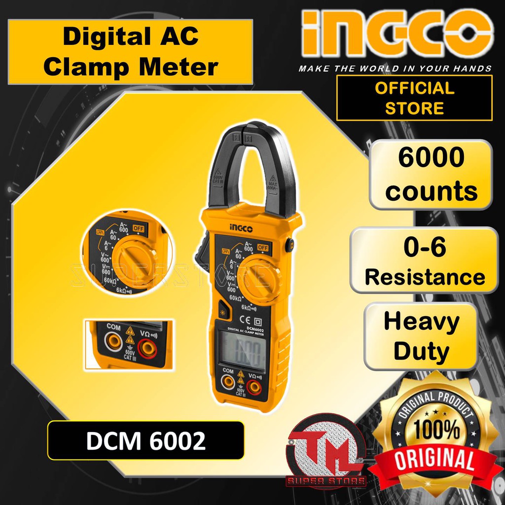 INGCO Multitester Digital AC Clamp Meter DCM6002 / DCM62001 • Tm ss ...