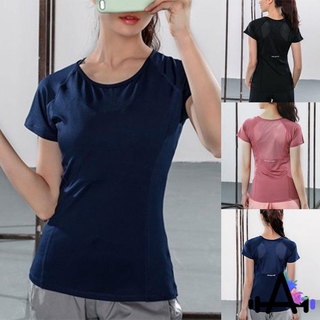 Women T-shirt Short Sleeve Yoga Wear Running Tops Quick Dry T