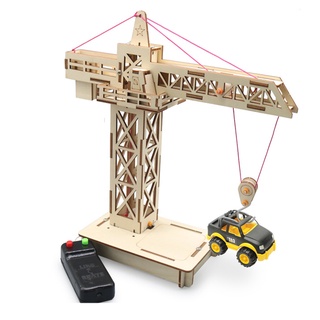 GIFTED EDUCATION DIY Tower Crane Electric Drive-by-wire Remote Kids ...