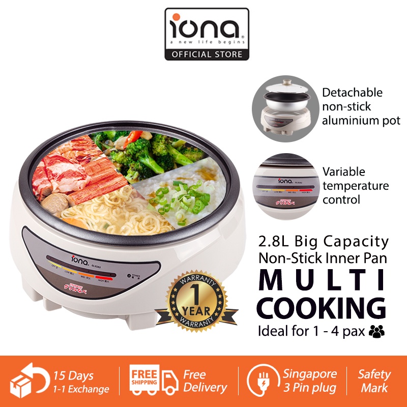 IONA 2.8L Multi Function Cooker Steamboat Hotpot Induction Cooker