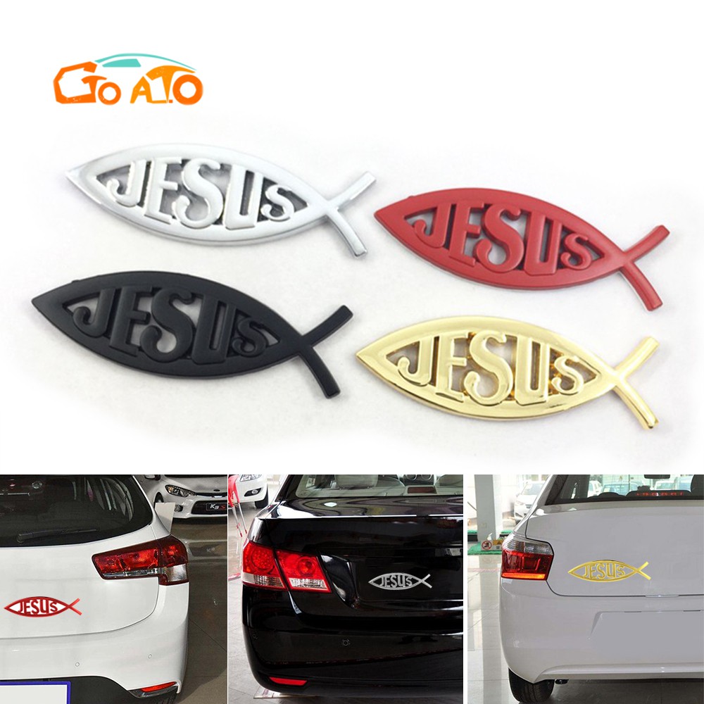 GTIOATO Jesus Fish Symbol Metal Car Emblem Badge Car Sticker Decal Car ...