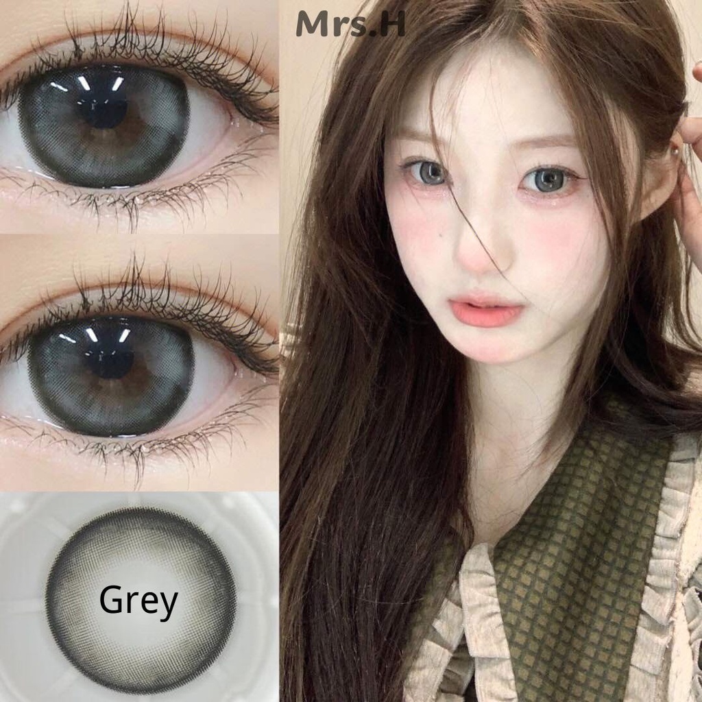 (COD) Power(08.00) Big Eyes Natural Brown Grey Colored Contact Lense