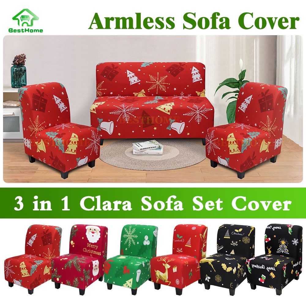 Christmas 3 in 1 Armless Sofa Covers Clara Sofa Set Cover 5 Seater