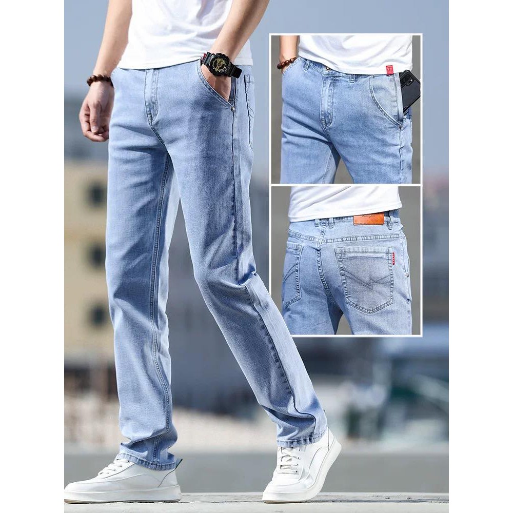 Est toi jeans straight cut light blue denim pants for mens | Shopee ...