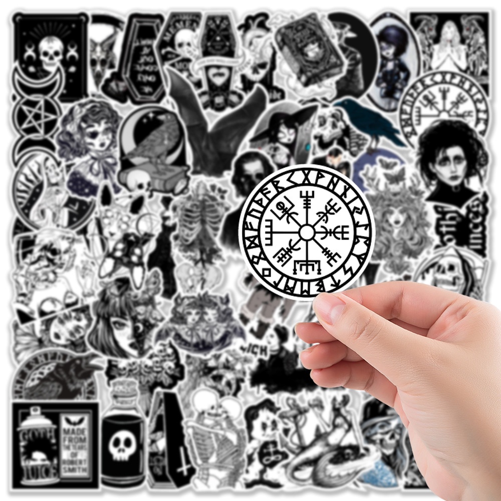 50/25/10PCS Black and White Gothic Graffiti Stickers For Fridge Guitar ...