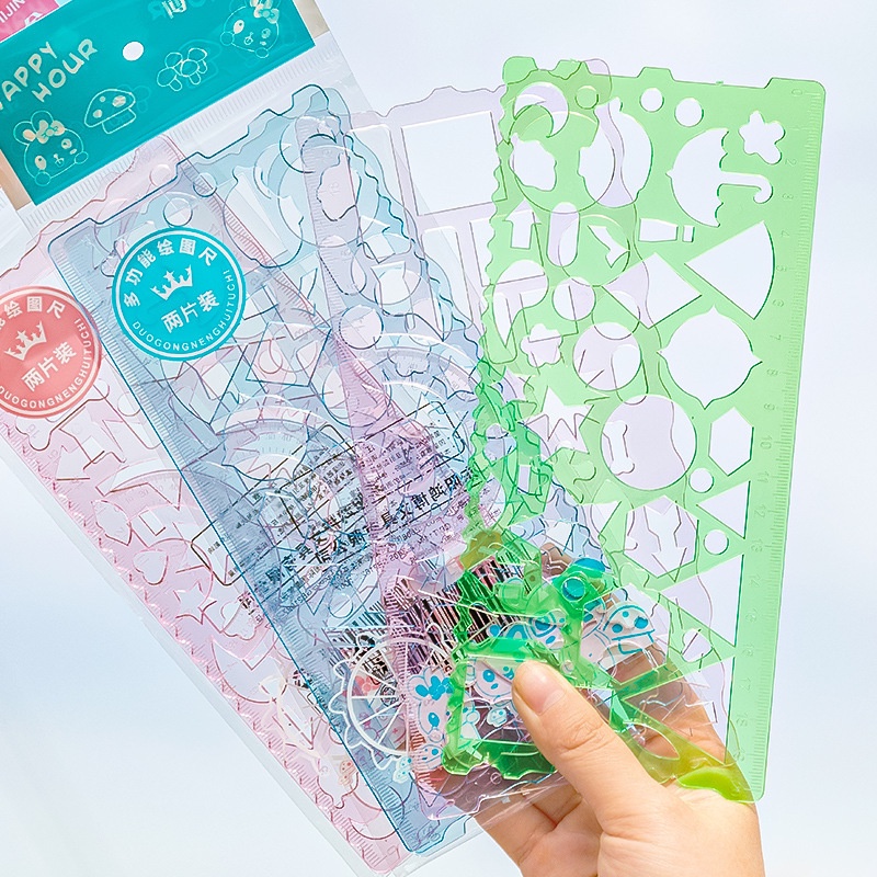 Multifunctional Wave Ruler Student Drawing Math Scale Geometric ...