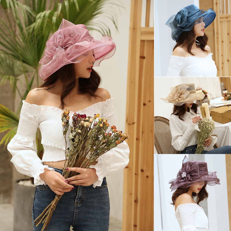 Cappello Donna Tesa Larga In Organza – Per Matrimoni, Derby, Feste Eleganti, Regolabile