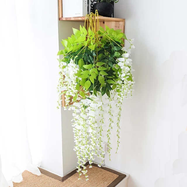 White 1M Artificial Orchid String Artificial Vine With Flower For Home ...