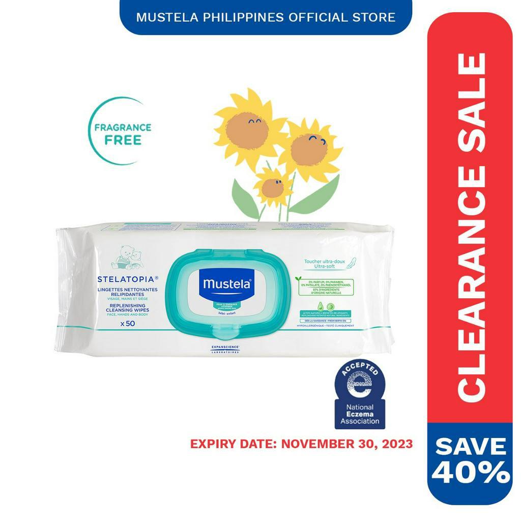 Mustela Clearance Stelatopia Replenishing Cleansing Wipes x50 (Expiry