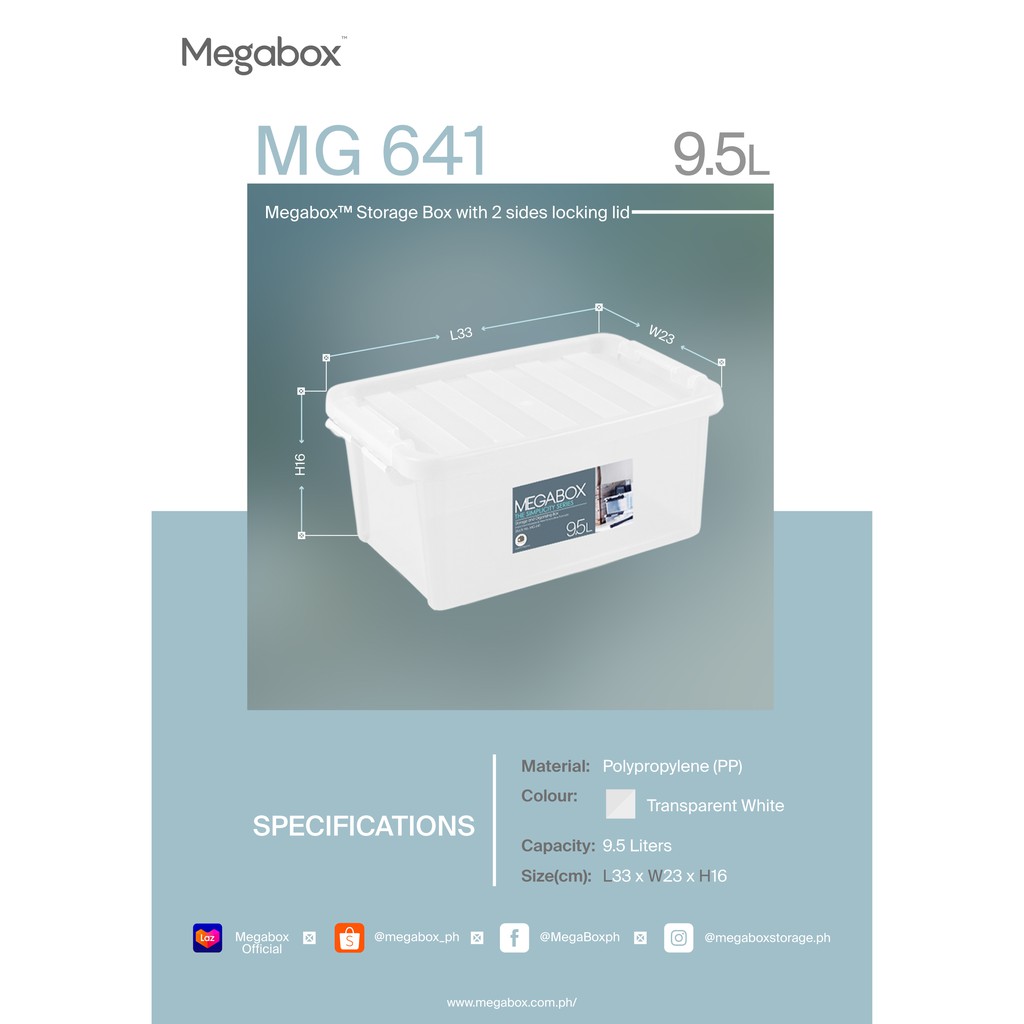 Megabox MG 641 9.5L BLACK LOCK Storage Box (Bundle of 3) | Shopee ...