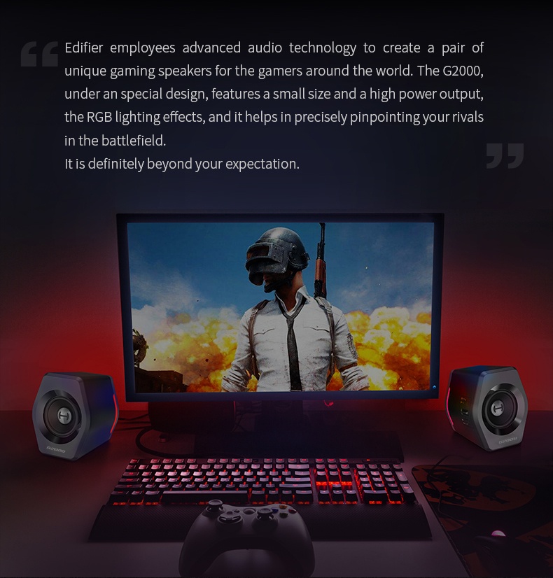 Edifier G2000 - 2.0 Gaming Speakers with USB soundcard LED & Powerful ...
