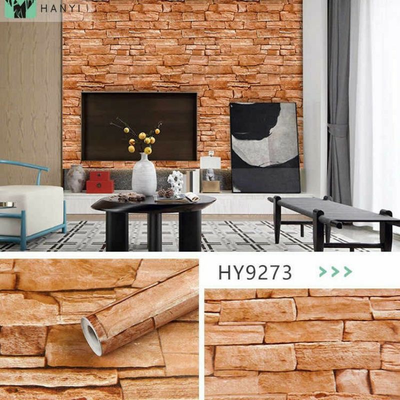 Stone Wall Wallpaper 3D Brown Natural Stone Wall Sticker Stacking CY ...