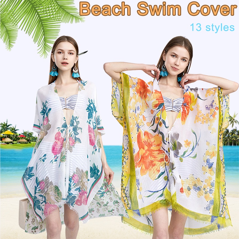 Women's Summer Long Flowy Kimono Cardigans Boho Chiffon Floral Beach Cover  up Tops 