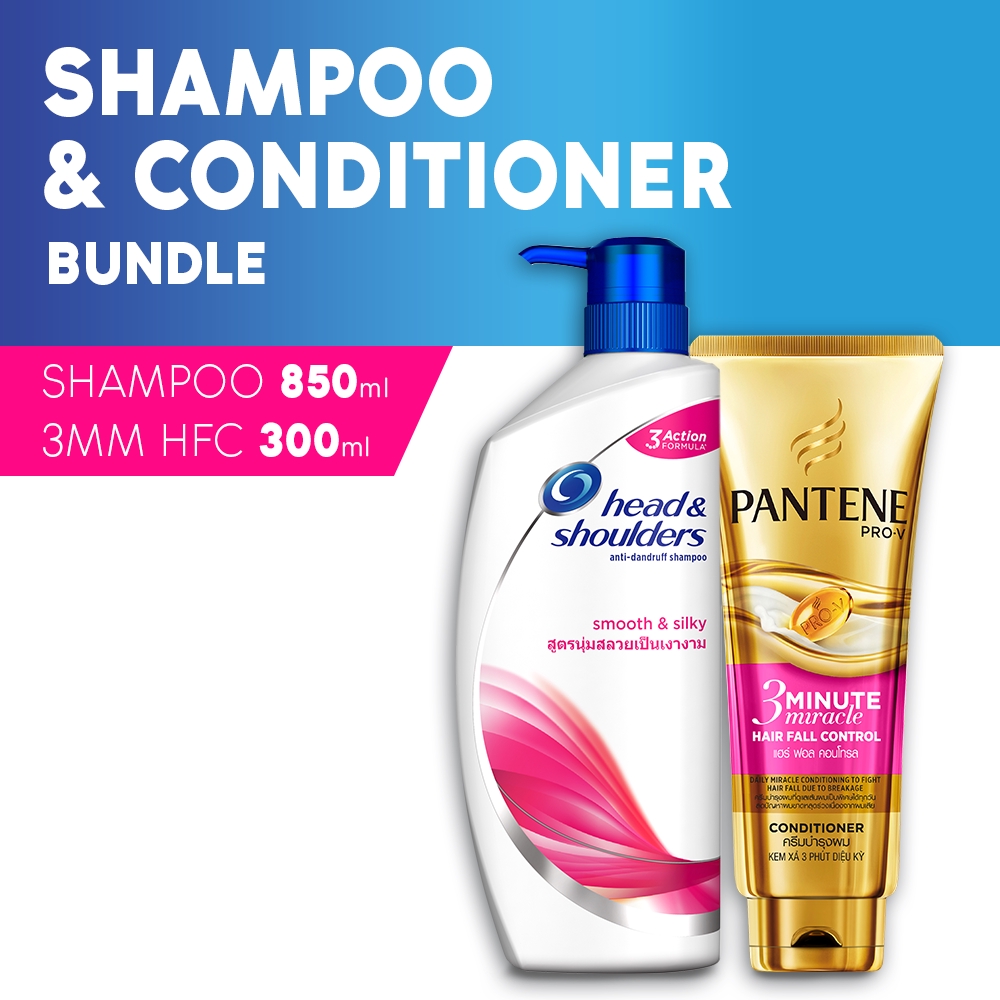 Head & Shoulders Smooth and Silky Shampoo(850mL)+Pantene ...