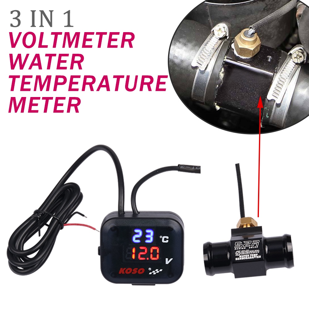 JK For KOSO Motorcycle Voltmeter Water Temperature Meter Indicator