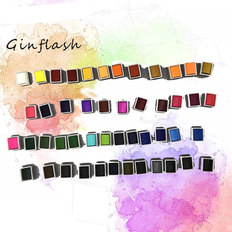 Ginflash 12/24/48colors Solid Pigment Watercolor Paints Set student ...