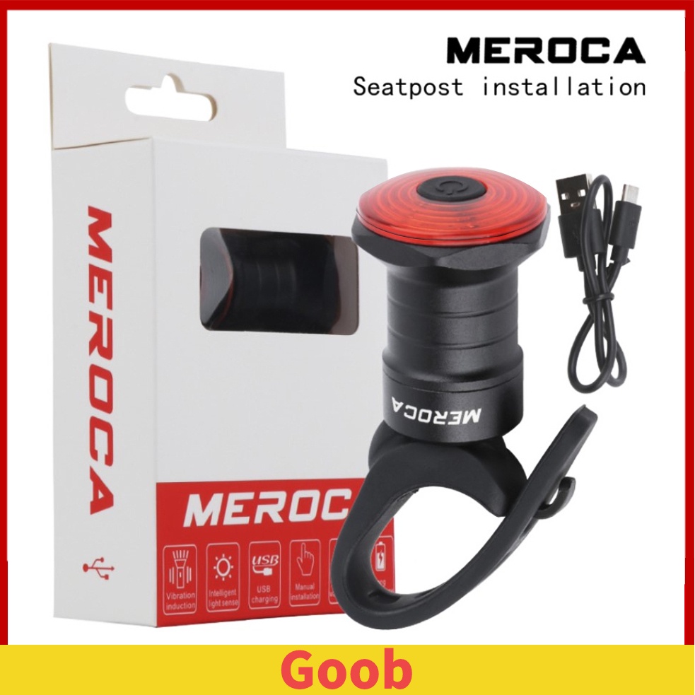 Meroca Smart Bike Tail Light Rechargeable USB Front Rear Light LED Tail
