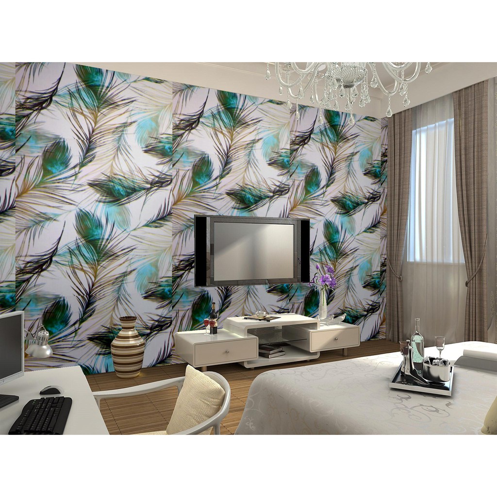 Peacock wall decor design self adhesive wallpaper 10meters by 45cm