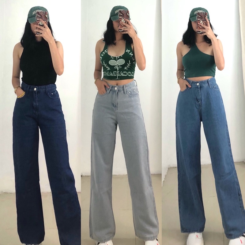 Baggy Pants Wide Leg Jeans For Women | Shopee Philippines