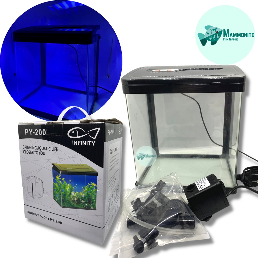 Aquarium Fish Tank Built-In LED Lamp with Filter Pump Infinity PY-200 ...