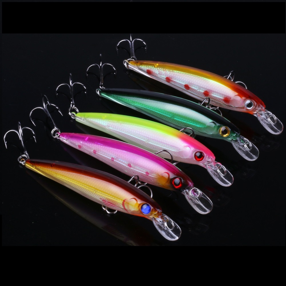 Kit 5 Minnow Larser Fishing Lures For Bass Pike Swimbait Artificial 