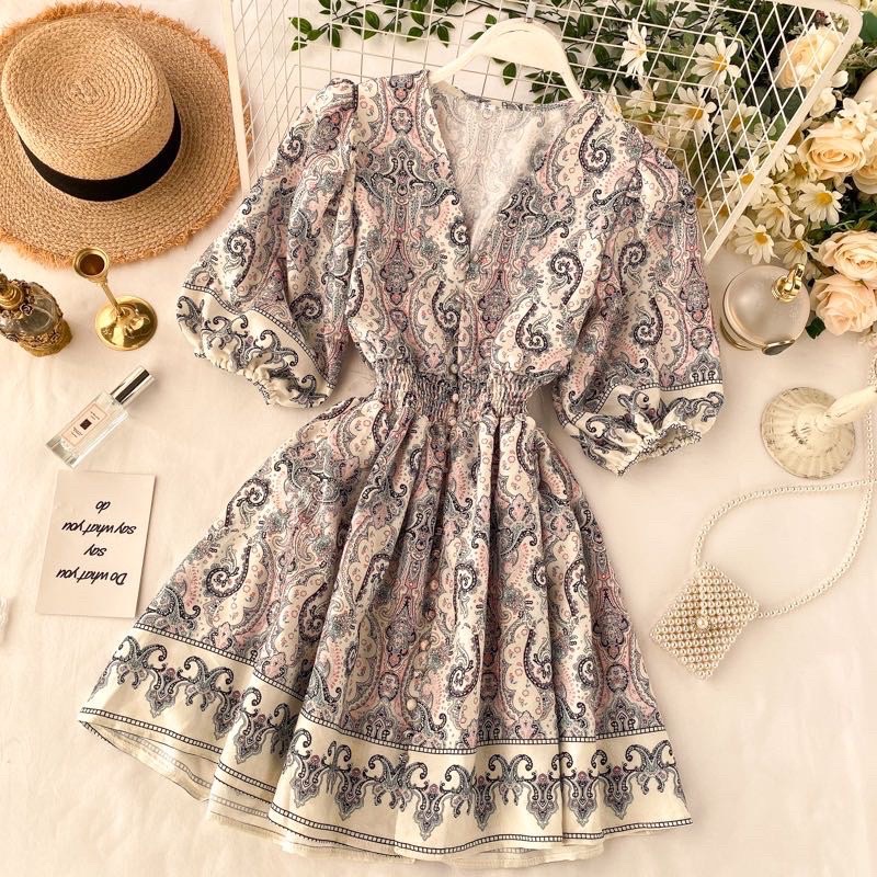 Vintage boho coachella bohemian elegant classy semi formal casual dress Shopee Philippines