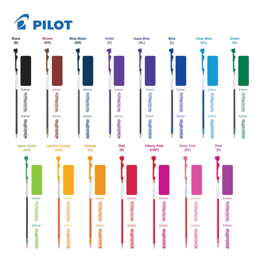 Pilot Hi-Tec-C Coleto Refill | 0.3mm 0.4mm 0.5mm | LHKRF-10C3 LHKRF ...