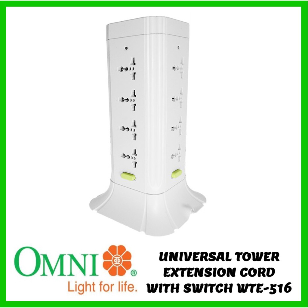 Omni Universal Tower Extension Cord 16 Gang With Switch WTE516