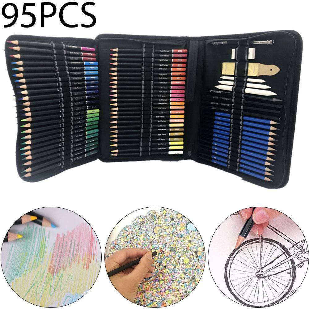 95PCS Pencil Kit Pencils Set Oil Based Drawing Charcoal Pencil Artist ...