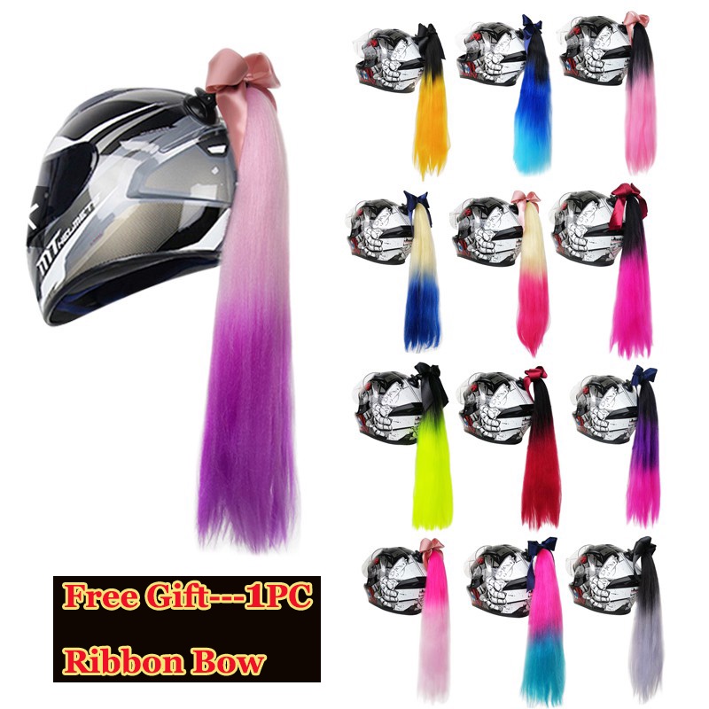 [1PC Ribbon] Motorcycle Helmet Braids Helmets Twist Pigtail Ponytail ...