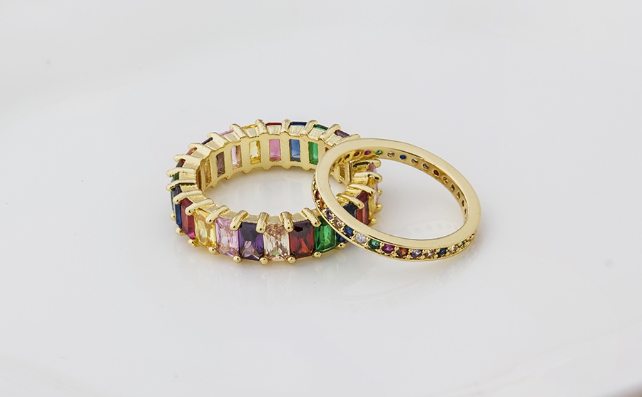 Colorful Cubic Zirconia Eternity Band Ring Thin Skinny Birthstone ...