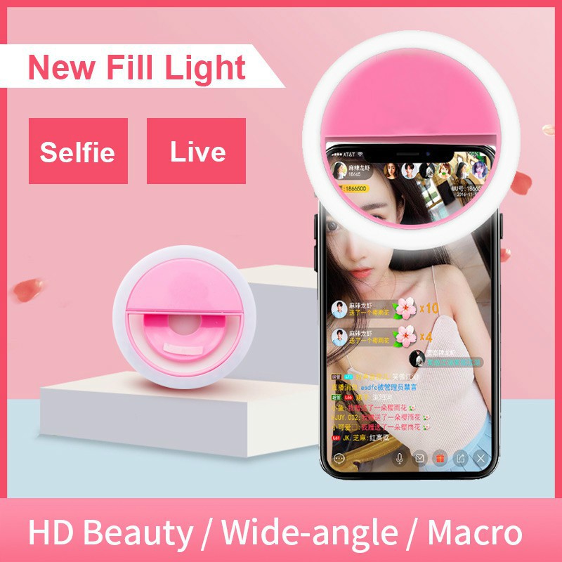 100% Original Lucky RK-12 Selfie LED Ring Light Rechargeable Clip-on ...