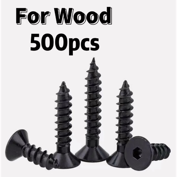 Screw bolt black screw 500 pieces suitable for metal and wooden flat