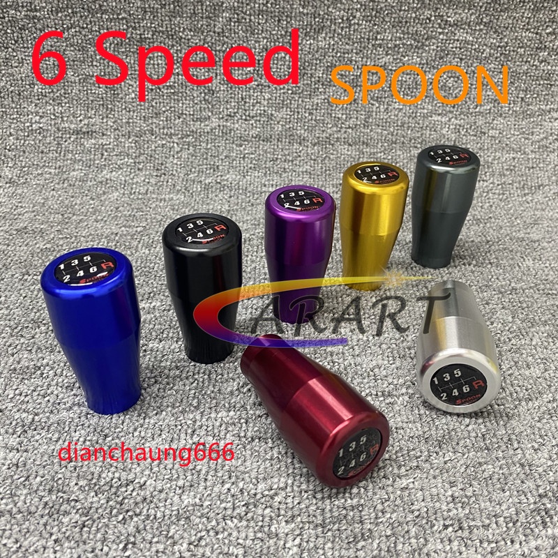 Aluminum 6 Speed Spoon Sports Gear Shift Knob Shifter Lever Head for
