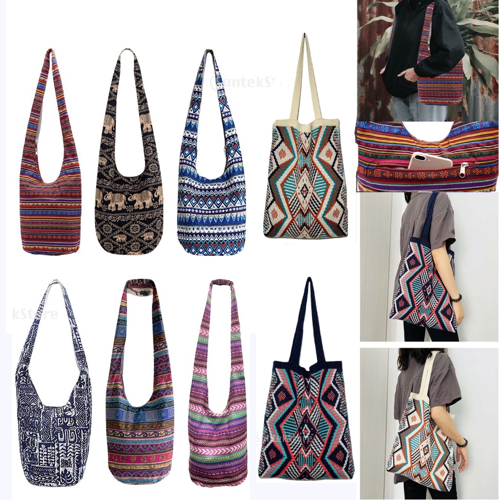Thai Hobo Crossbody Bag Shoulder Bag Bag Hippie Boho Purse | Shopee ...