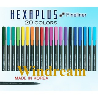 DONG-A Hexaplus Fineliner Pen, 0.4mm, 10 Color Set