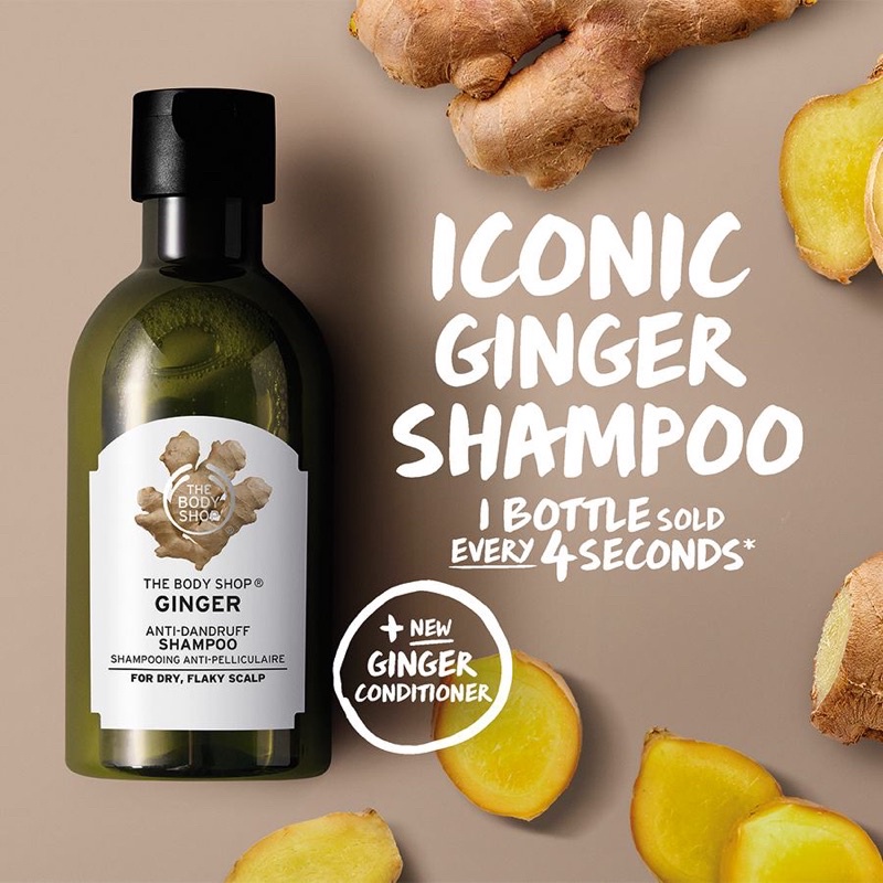 The Body Shop Ginger Anti Dandruff Shampoo 400ml Anti Hair Loss Baldness Hair Care Growth Grower 8546