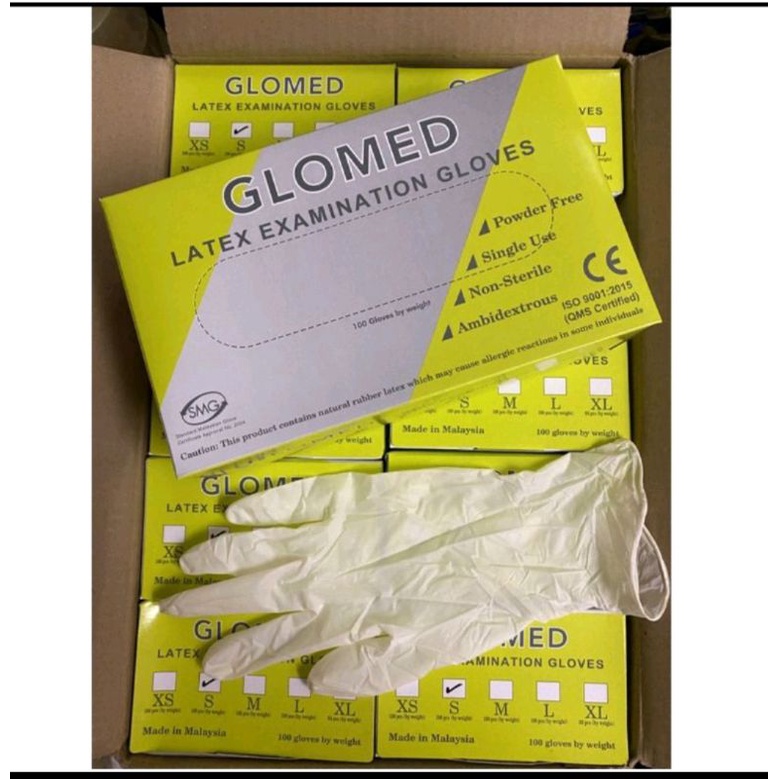 GLOMED LATEX EXAMINATION GLOVES / GREAT GLOVES / HCD LATEX Shopee