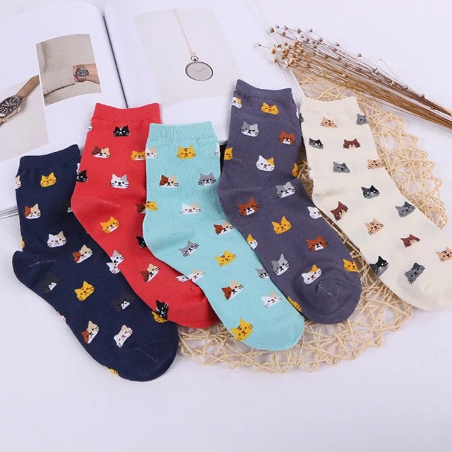 Korean Iconic Socks Cat Kitten Design Mid Cut (no tags) | Shopee ...