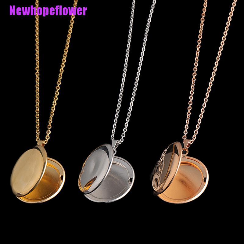 CKFR Stainless Steel Photo Locket Necklace 3 Colors Open Round Pendant ...