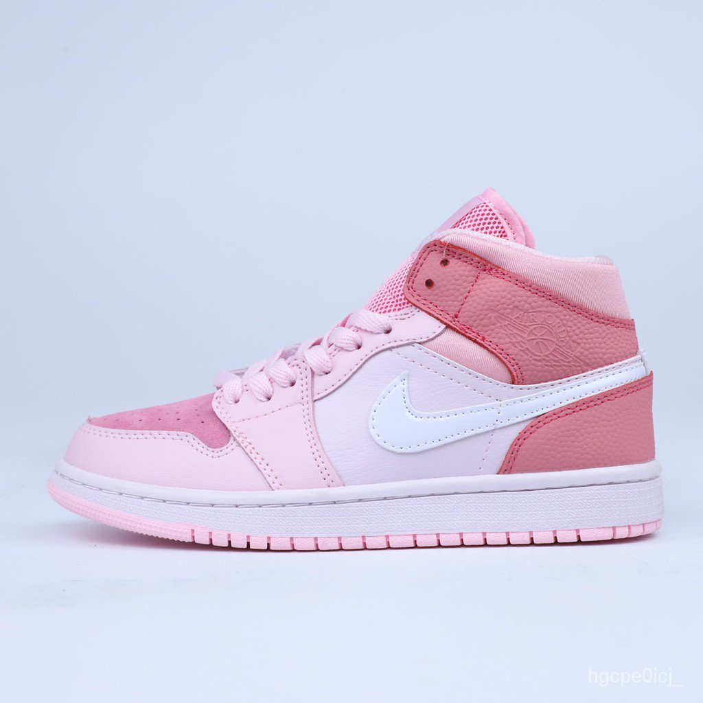 100% Original Nike Air Jordan 1 Mid white pink foam mid-top series ...