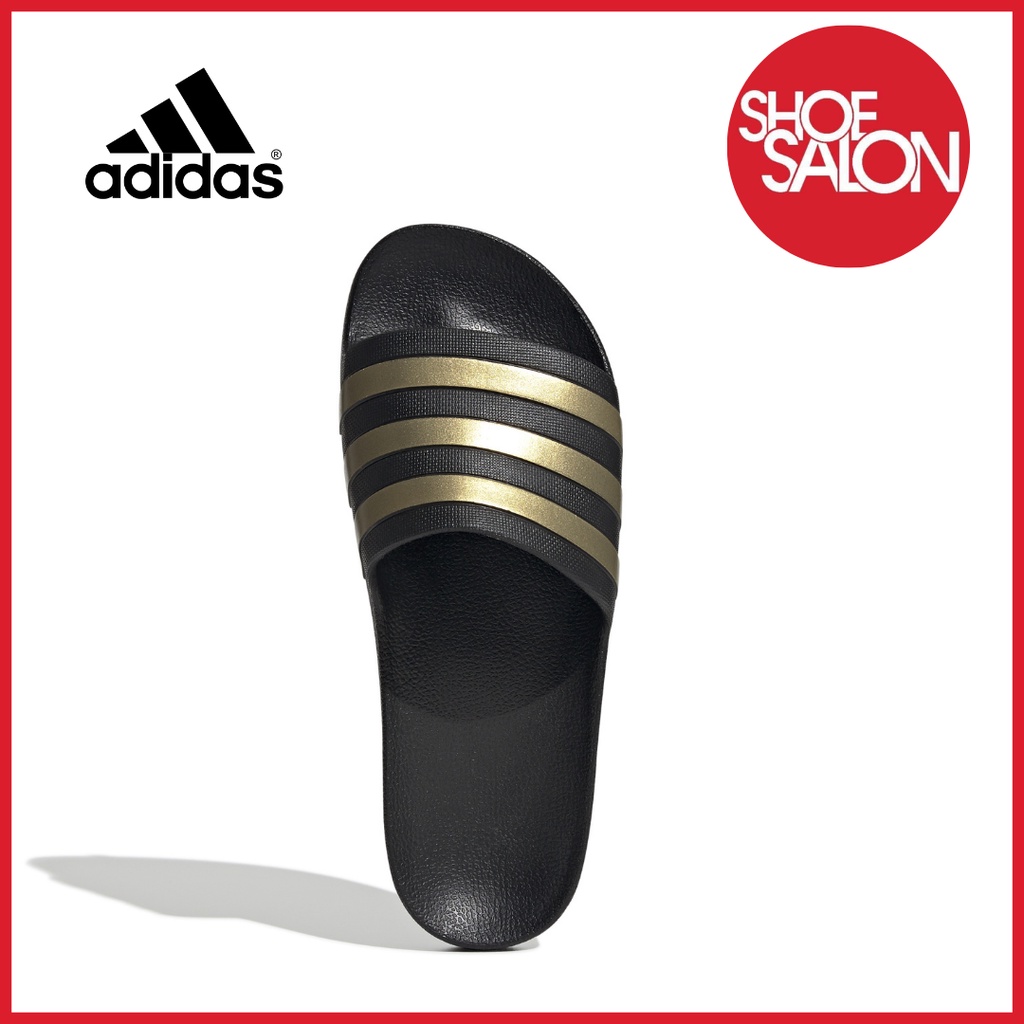 SHOE SALON Adidas Adilette Aqua Unisex Slides Black/Gold EG1758 ...