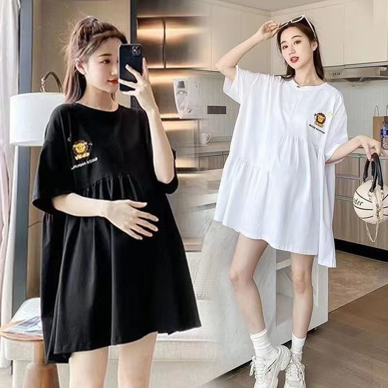 Ready Stock Summer maternity dress New Korean style Women fashion loose mid length maternity short sleeved tops Shopee Philippines