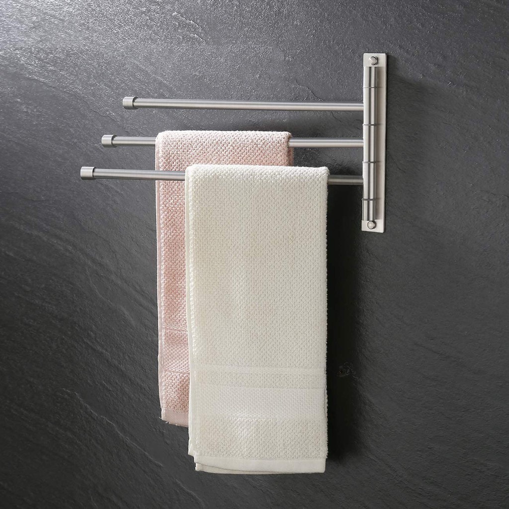 Bathroom Swing Towel Bars Swivel Towel Rail 3 Arm Wall Mounted Hand