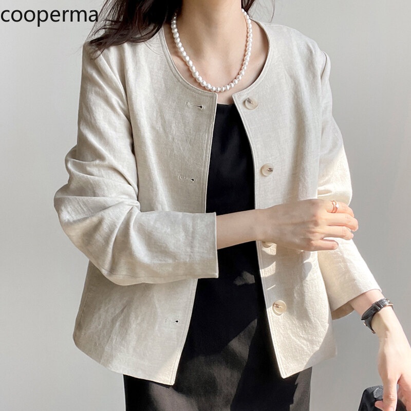 Linen jacket 2024 womens casual