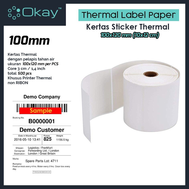 OKAY thermal paper label 100X120 mm Sticker label Contents 500 pcs ...