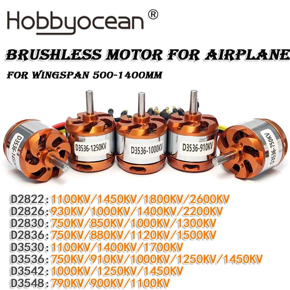 Drone pour moteur sans balais 2-3/4/5S D2830 D2826 D3548 D3542 D3536 D3530 pour RC Mi-ni Multicopters Avion à aile fixe VS DYS Toy (D2826 1000 KV
