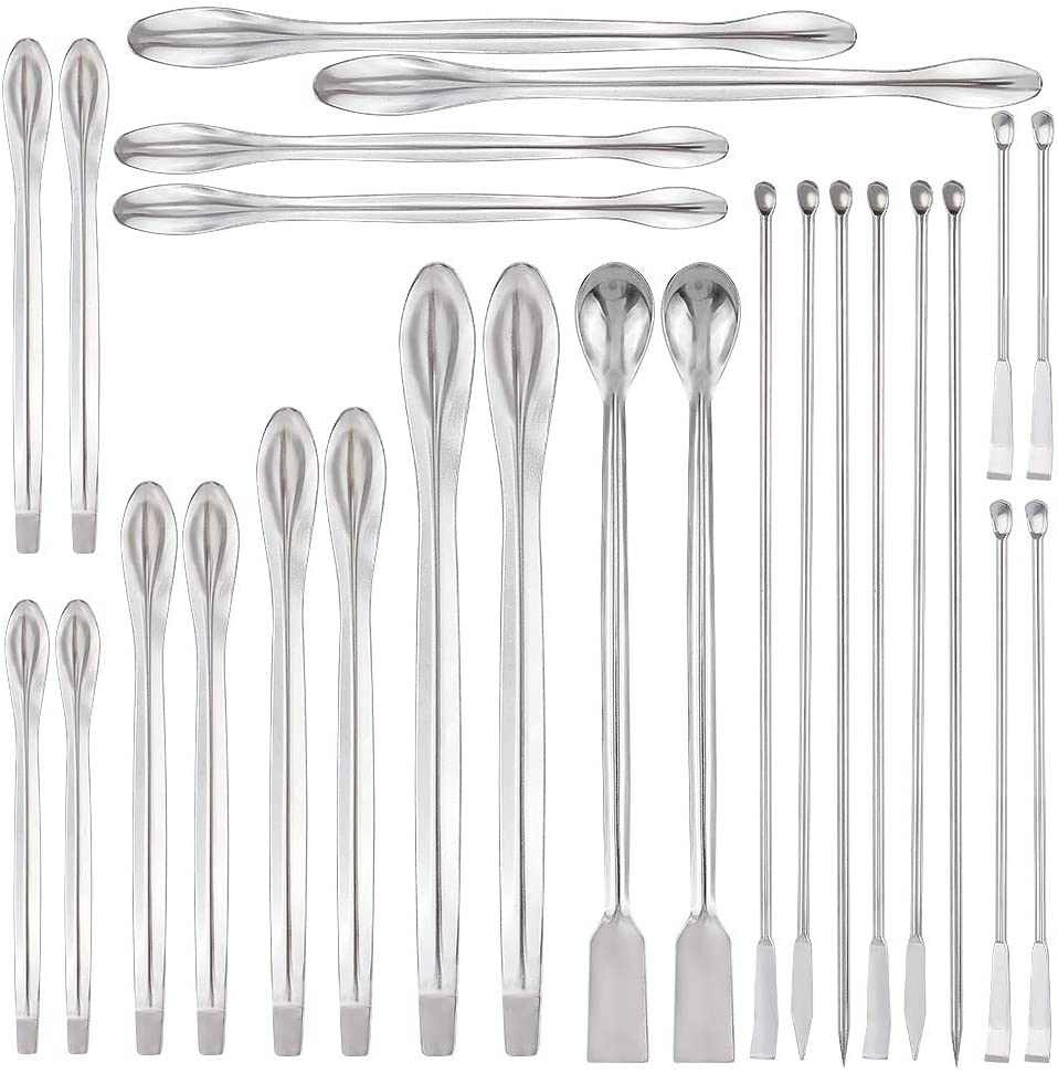 Ready Stock 26pcs Stainless Steel Lab Measuring Spatula Set Micro Lab 